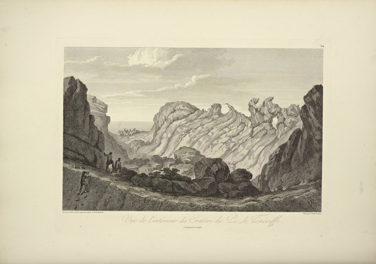 Utsikt over det indre av Crater of the Peak of Tenerife, tegnet av Gmelin, illustrasjon fra "Views of the Cordilleras and Monuments of the Indigenous Peoples of America" ​​av Alexander von Humboldt og Aime Bonpland, 1813 av Baron Friedrich Alexander von Humboldt