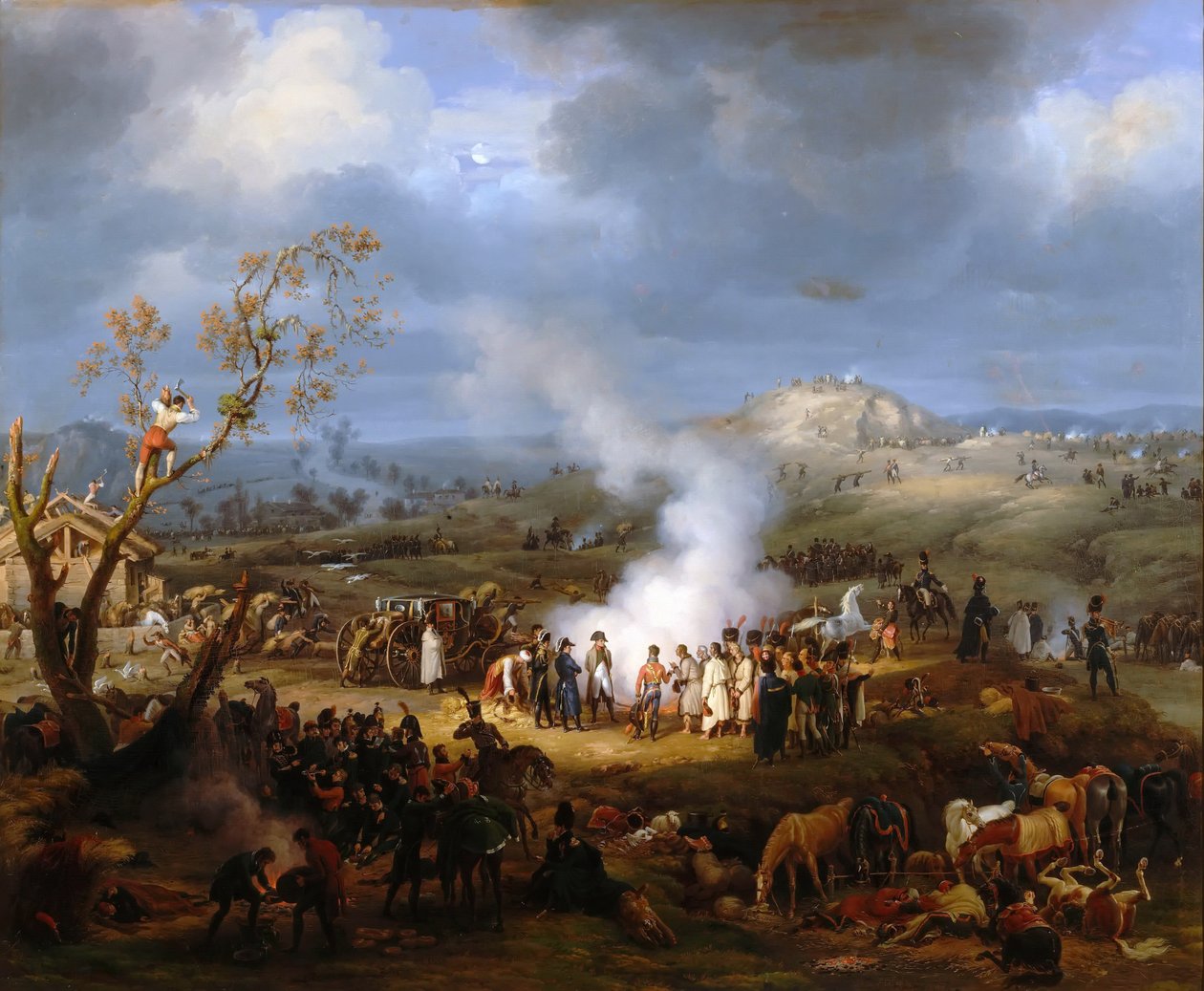 Napoleons bivuakk på kvelden for Austerlitz, 1. desember 1805 av Baron Lejeune Louis François
