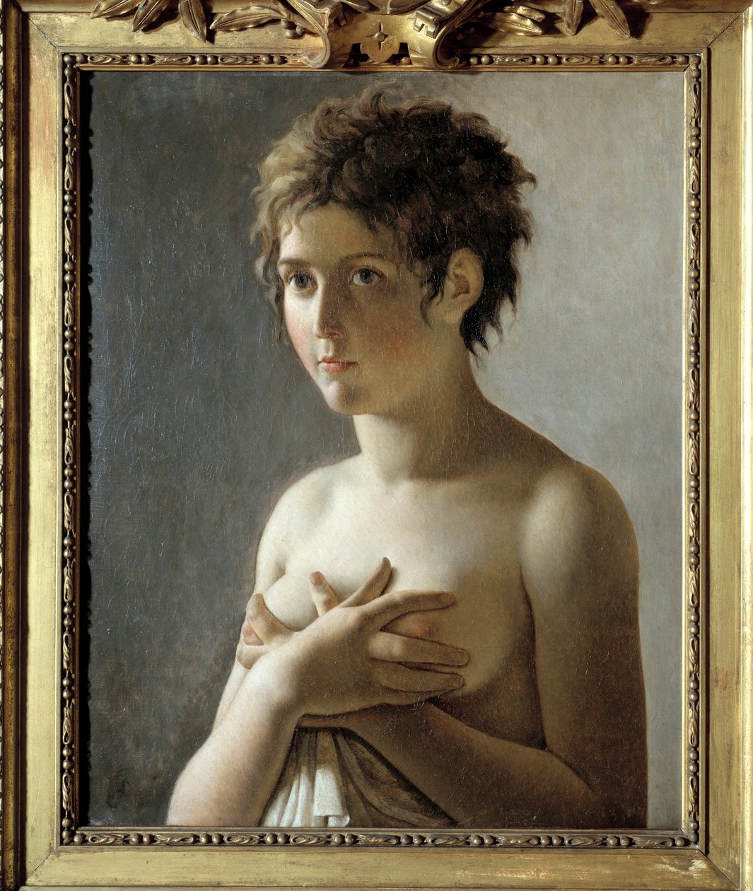 Portrett av en jente i byste - Maleri av Pierre Narcisse (Pierre-Narcisse) Guerin (1774-1833) av Baron Pierre Narcisse Guerin