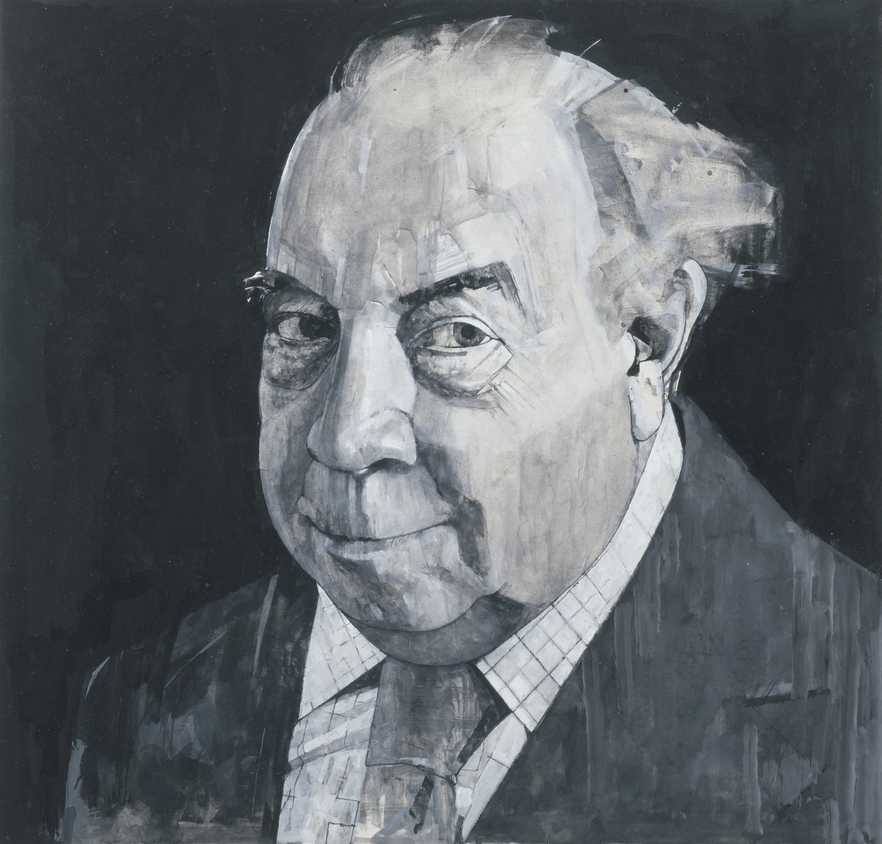 Portrett av J.B. Priestley, illustrasjon for The Listener, 1970-tallet (gouache og blyant om bord) av Barry Fantoni