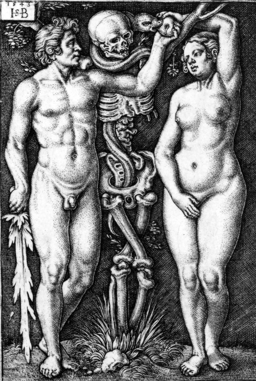 Adam og Eva, gravert av Hans Sebald Beham, 1543 av Barthel Beham