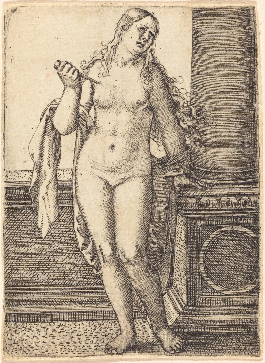 Lucretia står ved en søyle av Barthel Beham