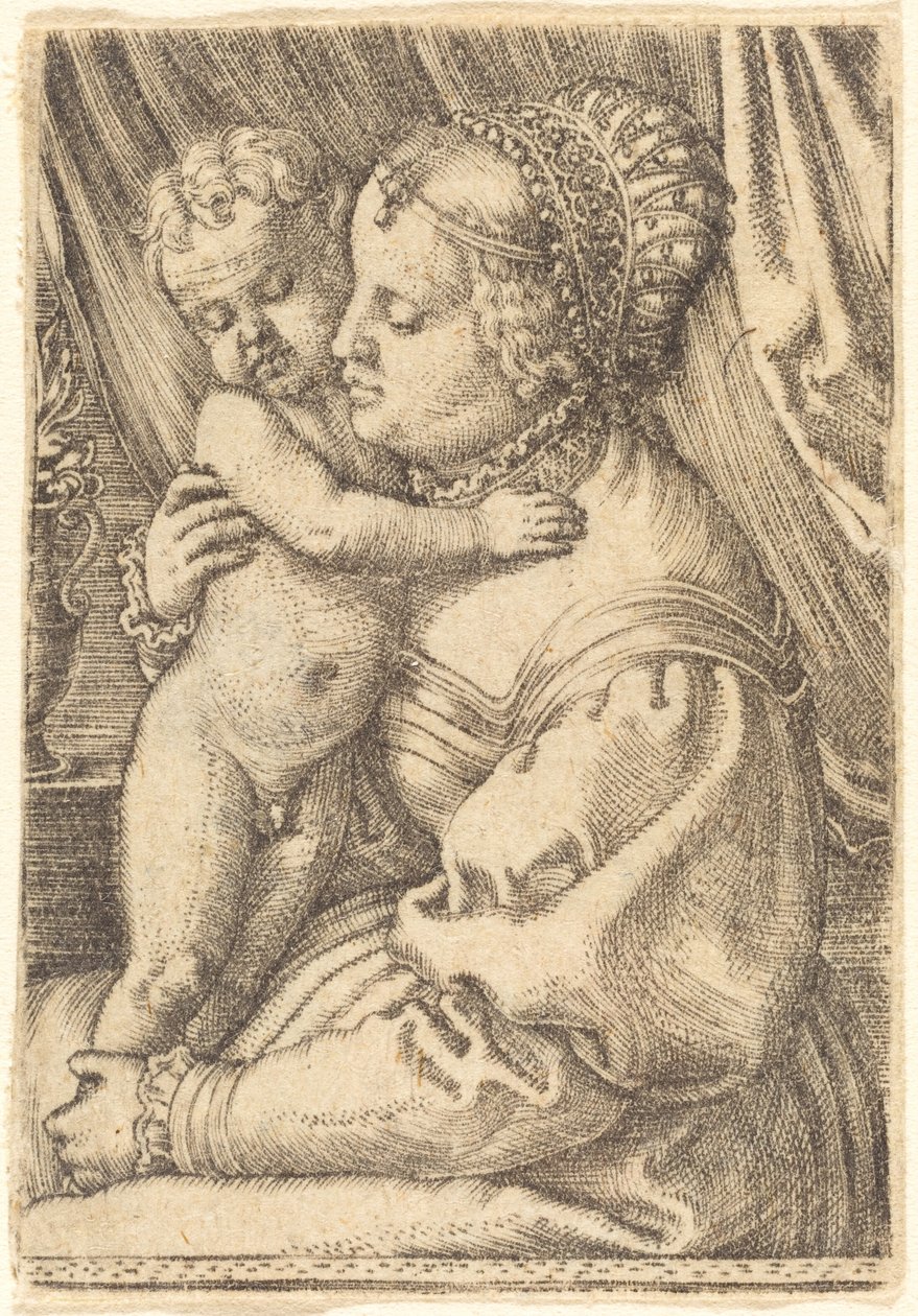 Madonna med blomstervase av Barthel Beham
