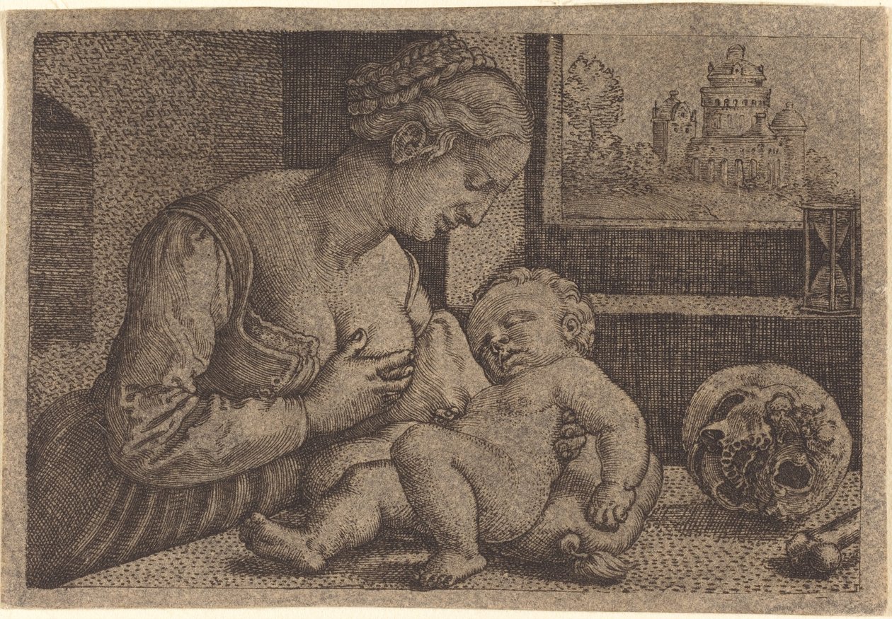 Madonna med hodeskalle av Barthel Beham