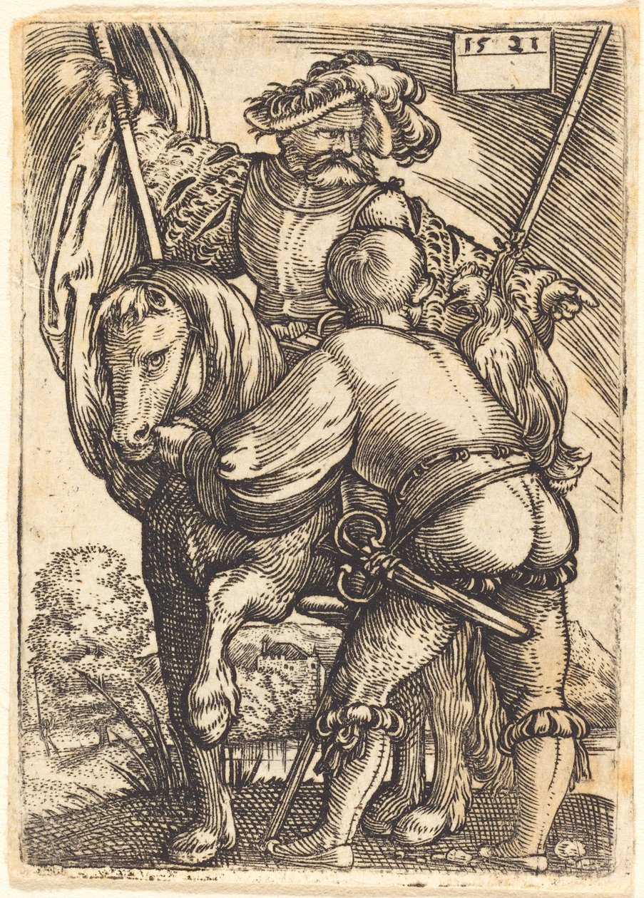 Ridende fanebærer og fotsoldat av Barthel Beham
