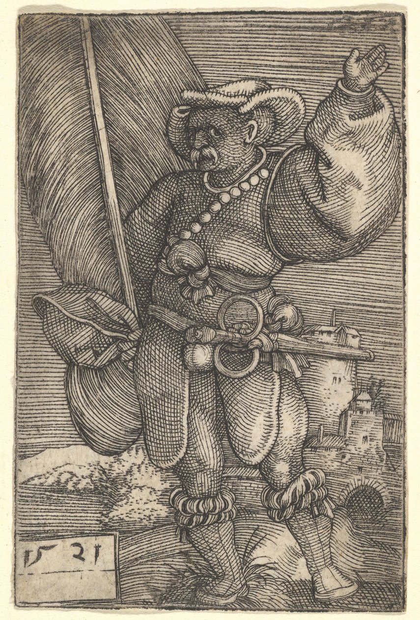 Fanebærer med løftet venstre hånd, tidlig på 1500-tallet. av Barthel Beham