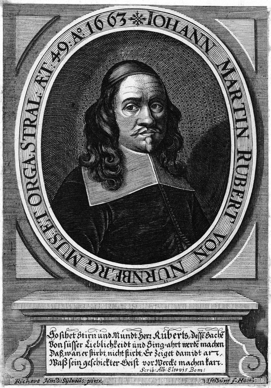 organist og komponist Johann Martin Rubert (ca. 1614-1677) av Bartholomé Iselburg
