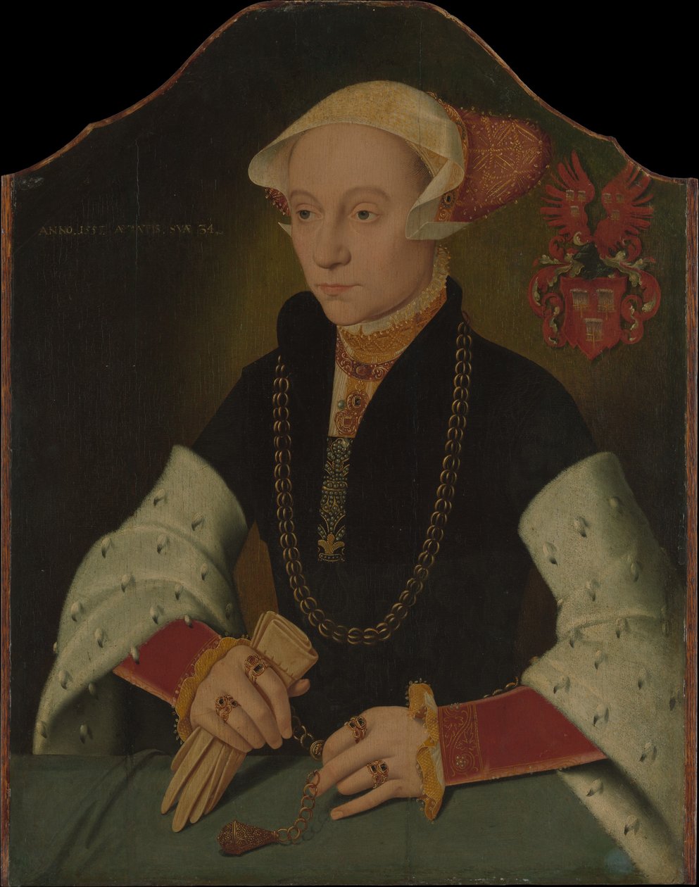 Portrett av en kvinne fra Slosgin-familien i Köln, 1557. av Bartholomaeus Bruyn the Younger
