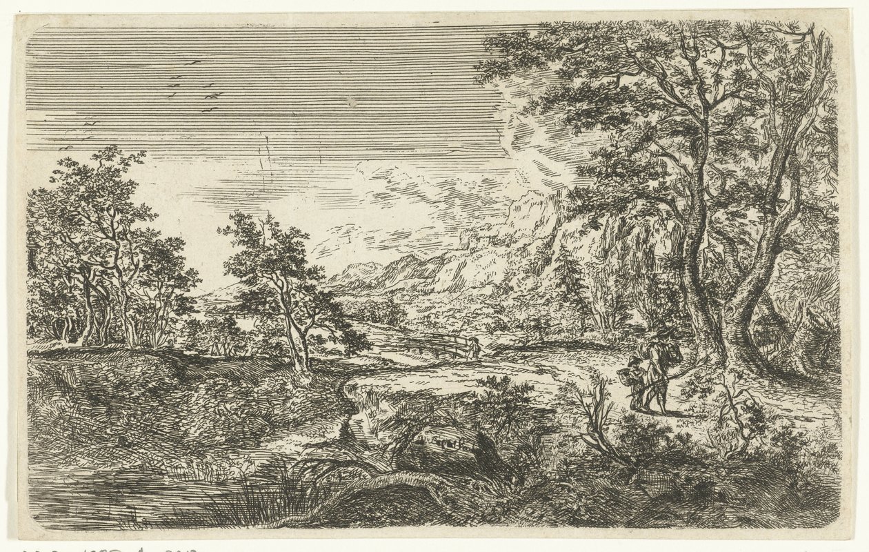 Landskap med mann og gutt av Bartholomäus Ignaz Weiss (attributed to)