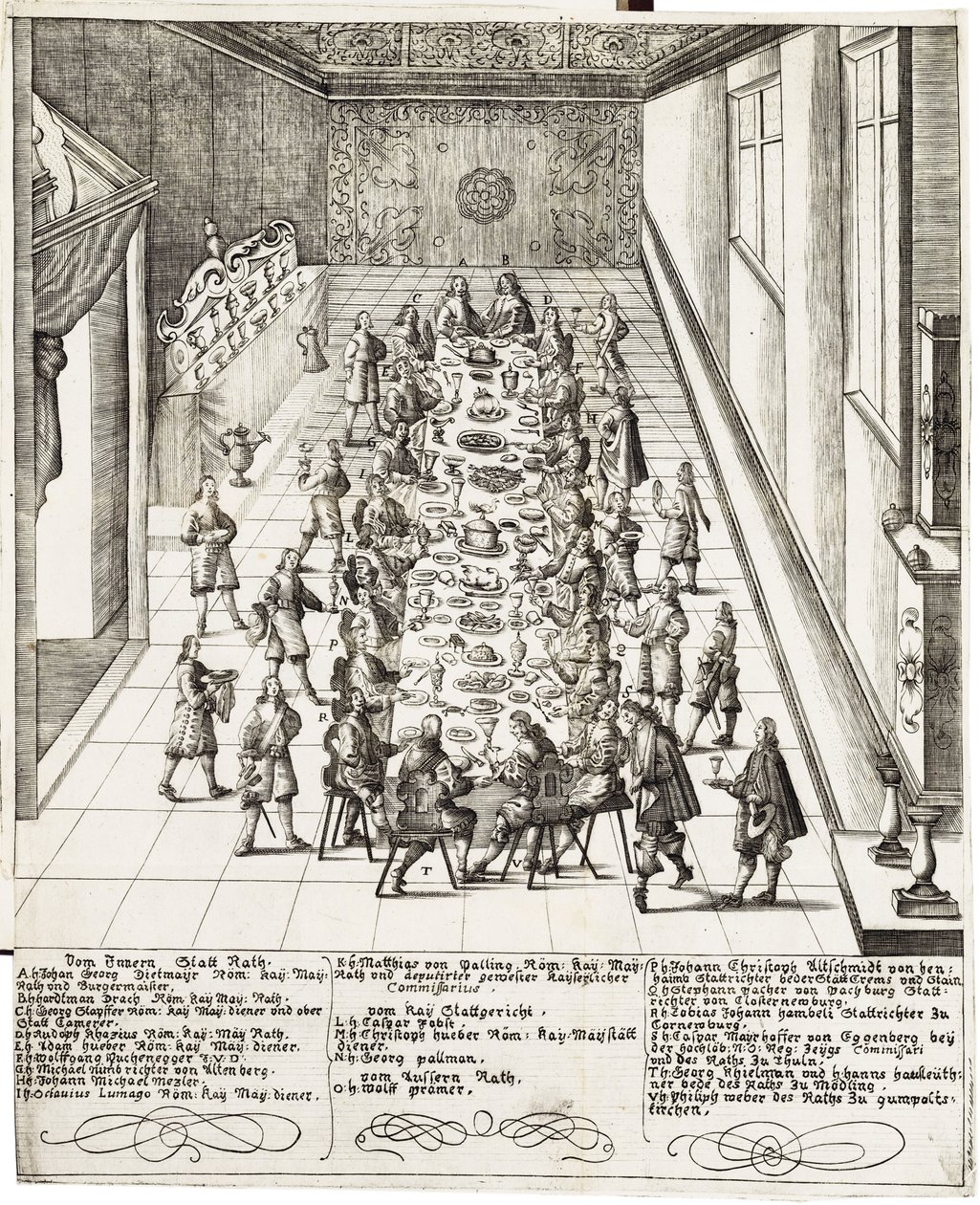 Festmåltid i anledning løftet om troskap mottatt av Ferdinand IV (1633 -1654) konge av romerne, konge av Ungarn og konge av Böhmen 5. september 1651 i Wien av Bartholomäus Kilian