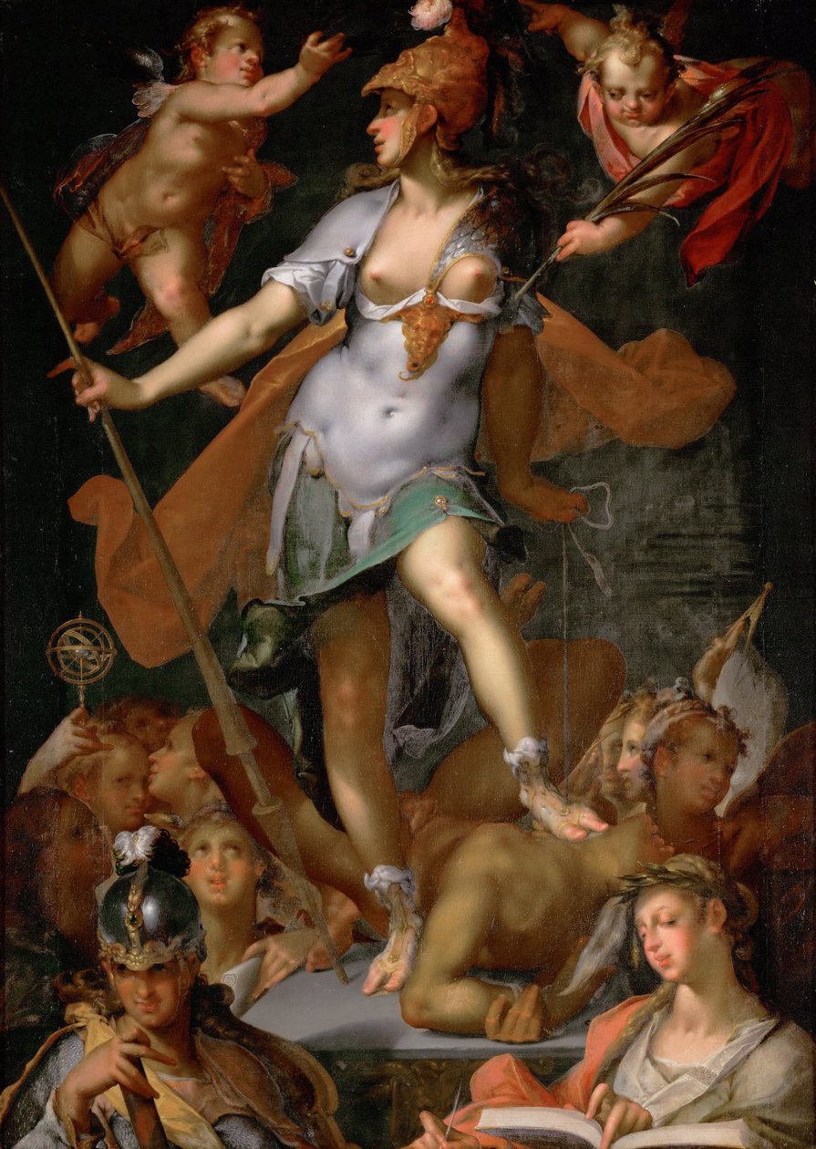 Minerva Victorious over Ignorance, ca 1591 av Bartholomaeus Spranger