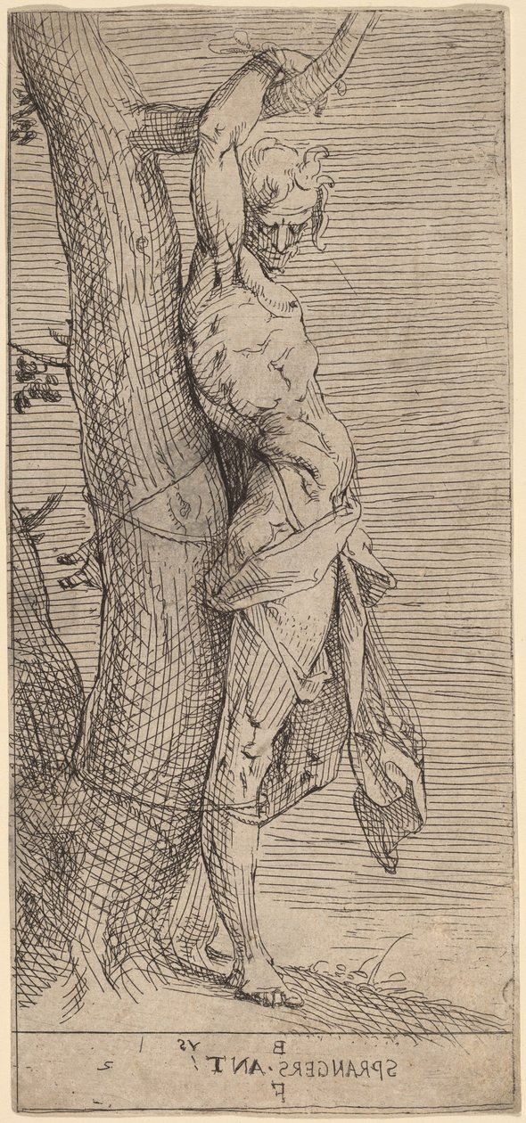 St. Sebastian, bundet til et tre av Bartholomaeus Spranger
