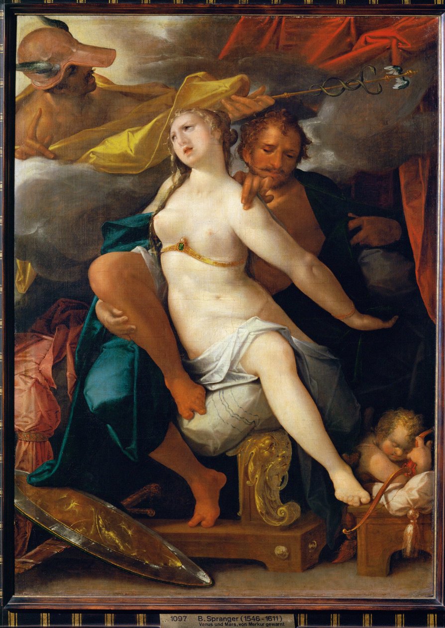 Venus og Mars, advart av Merkur av Bartholomaeus Spranger