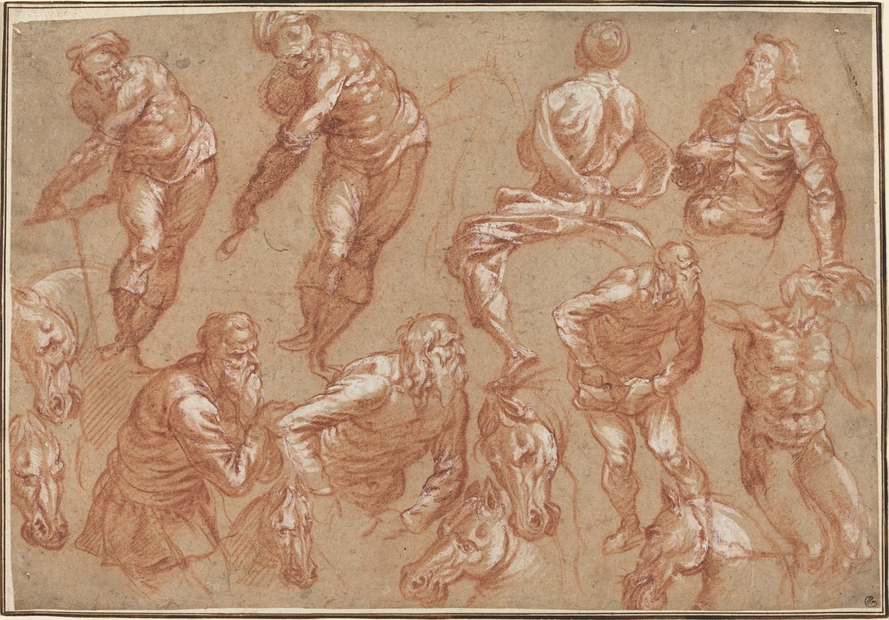 Figurstudier av Bartholomaeus Spranger after Jacopo Tintoretto