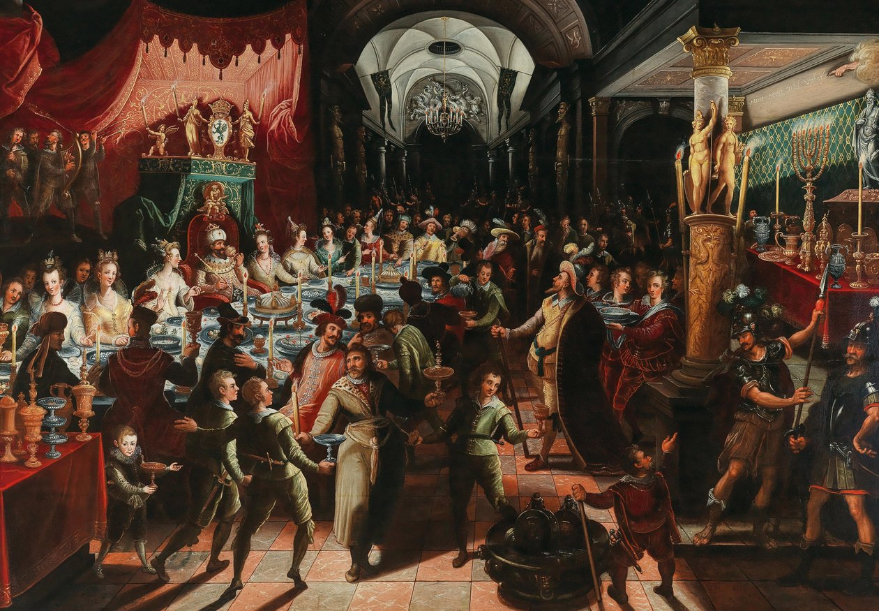 Belsasars høytid. av Bartholomäus Strobel the Younger