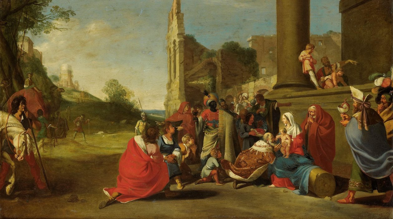 Tilbedelsen av magiene av Bartholomeus Breenbergh (circle of)