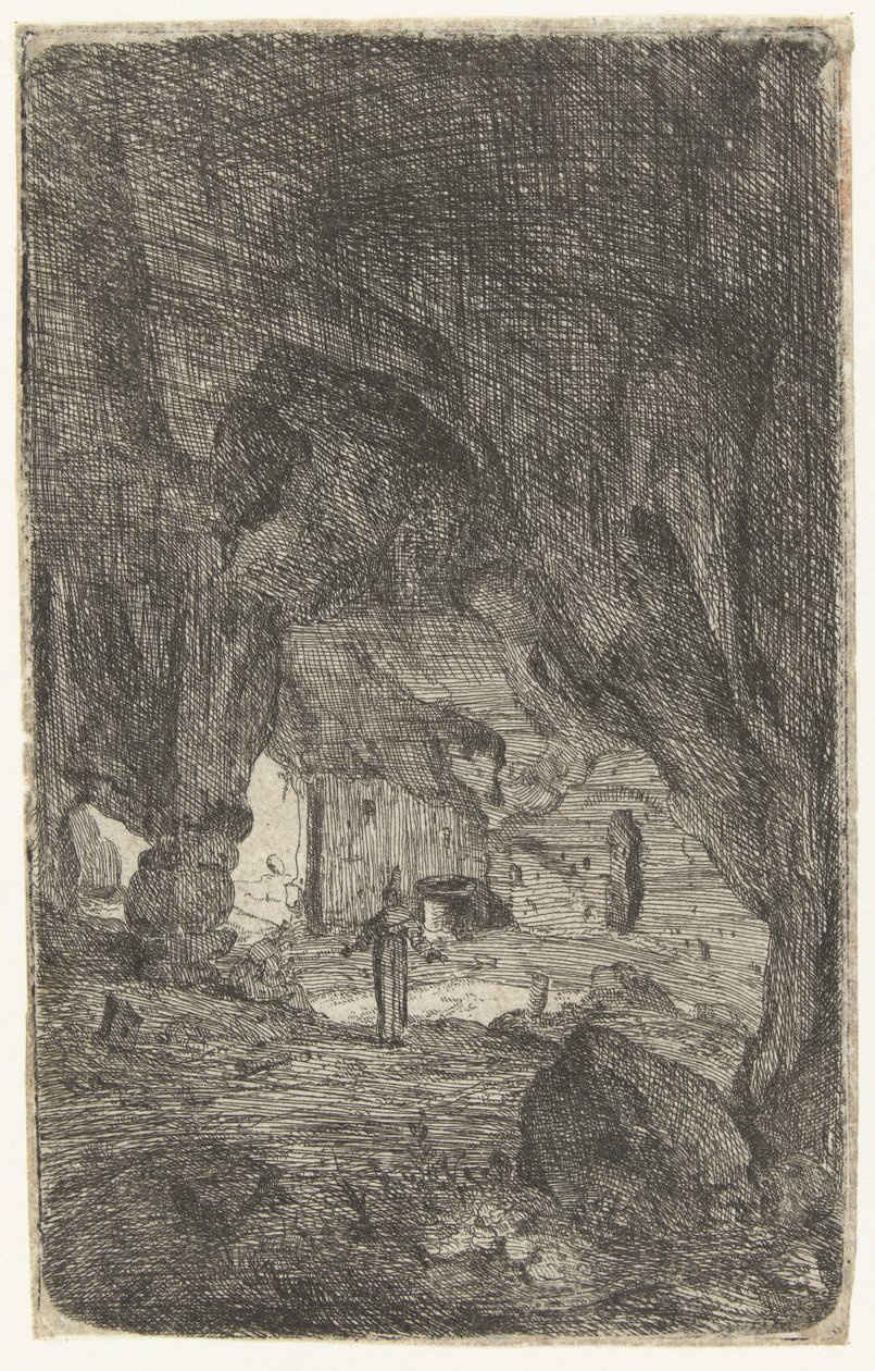 Interiør i en hule Hulen ved Valmontane. Romerske ruiner (serietittel) Verscheyden gikk inn i falleferdig bygning Soo as buyten Romen (serietittel) av Bartholomeus Breenbergh