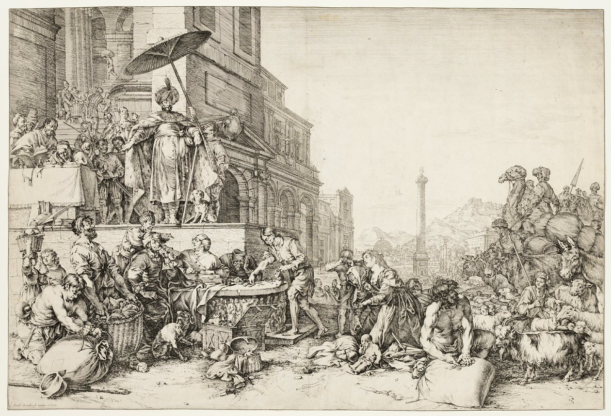 Joseph distribuerer korn til Egypt av Bartholomeus Breenbergh