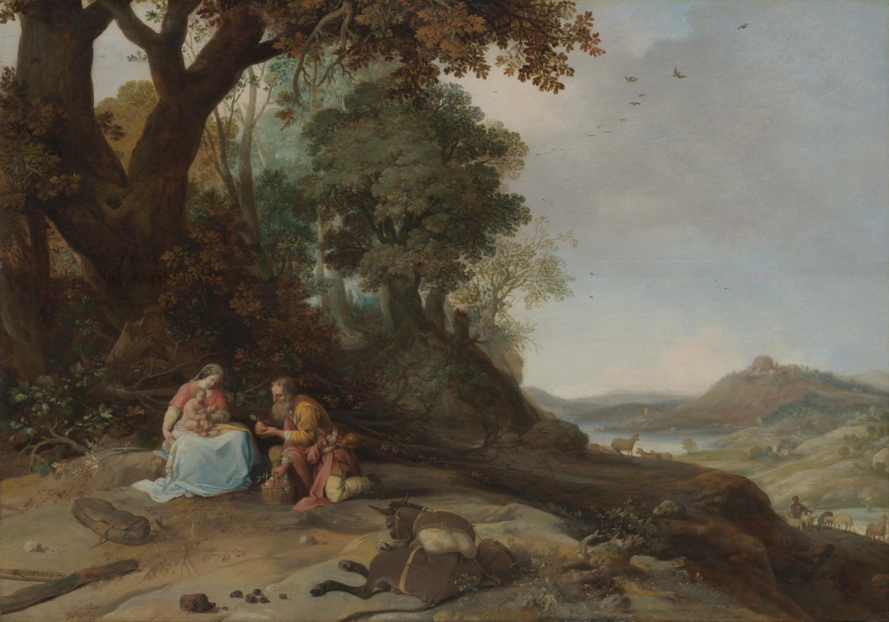 Landskap med hvile på flukten av Bartholomeus Breenbergh