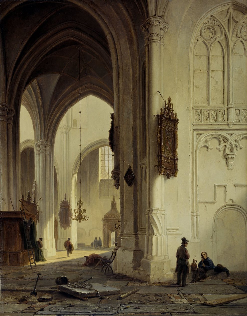 Kirkens interiør av Bartholomeus Johannes van Hove