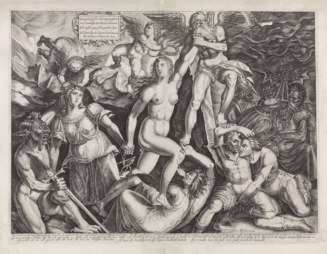 Tid bringer sannheten frem i lyset ved hjelp av rettferdighet av Bartholomeus Willemsz. Dolendo