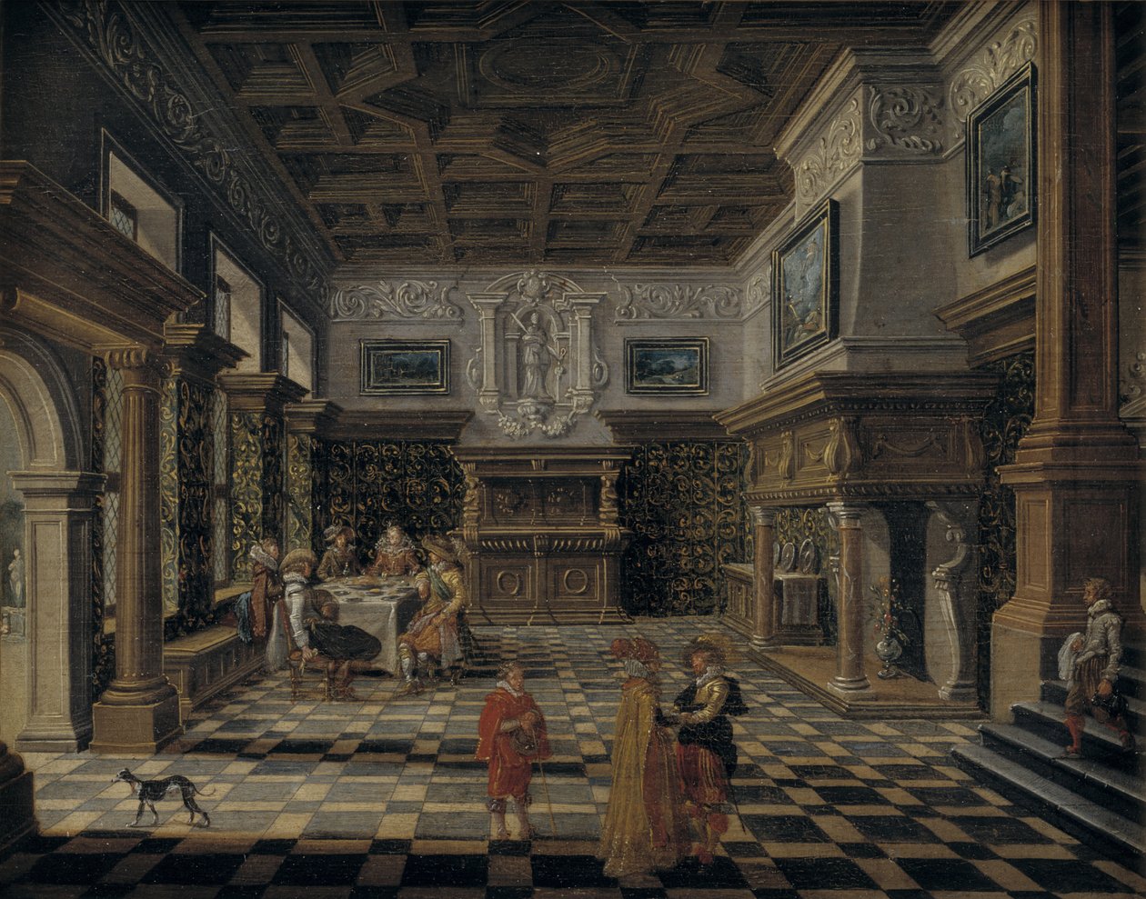 Overdådig renessanseinteriør med bankett av Bartholomeus van Bassen