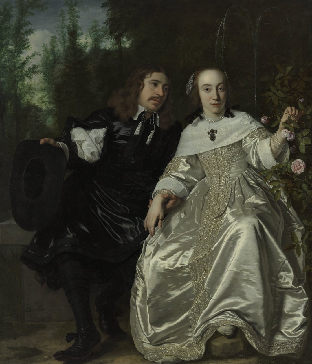 Nederlandsk: Abraham del Court og hans ektefeller Maria lysestaken Abraham del Court og hans kone Maria lysestaken av Bartholomeus van der Helst
