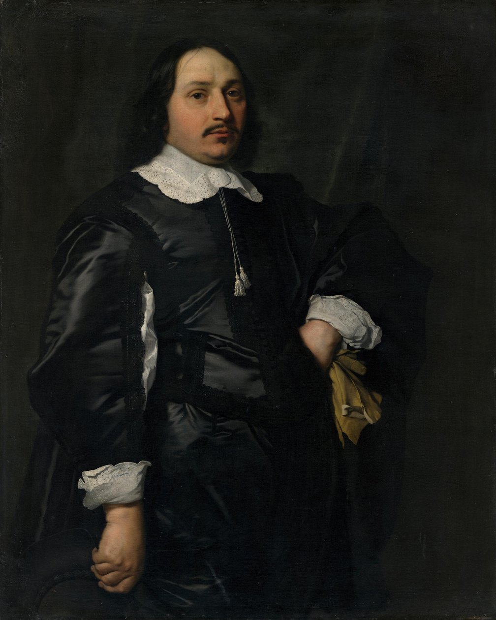 Portrett av en herre i svart satengtrøye av Bartholomeus van der Helst