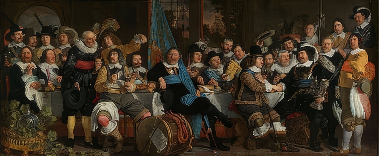 Riflens måltid for å feire freden i Munster. 1648 av Bartholomeus van der Helst