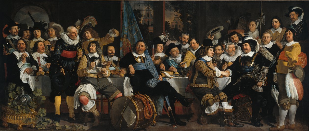 Feiringen av freden i Münster, 18. juni 1648, i hovedkvarteret til crossbowmens civi av Bartholomeus van der Helst