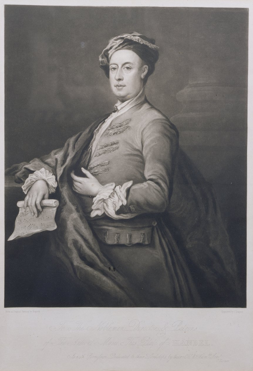 Portrett av George Frederick Handel (1685-1759) gravert av Charles Turner (1773-1857) 1821 (mezzotint) av Bartholomew Dandrige