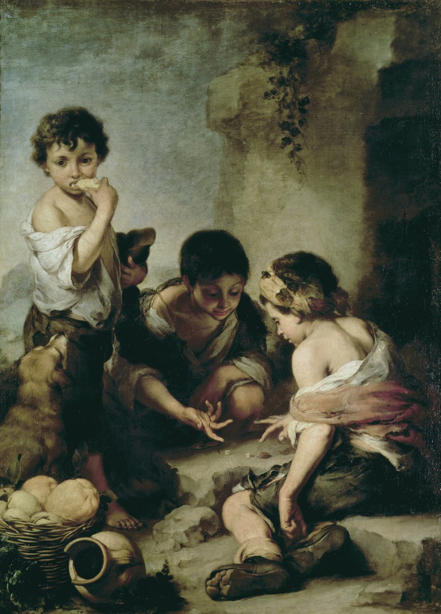 Gutter som spiller terninger, ca. 1670-75 av Bartolomé Esteban Murillo