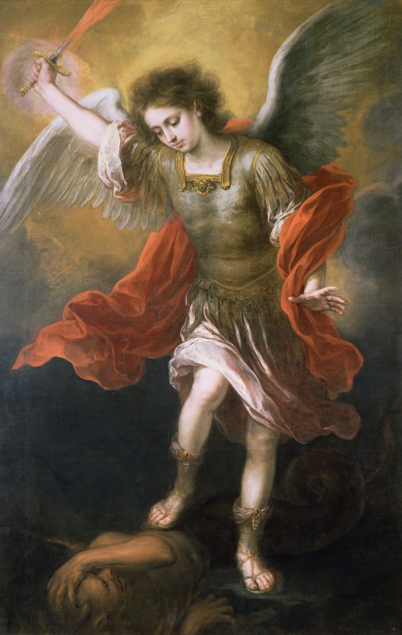 Saint Michael forviser djevelen til avgrunnen, 166568 av Bartolomé Esteban Murillo