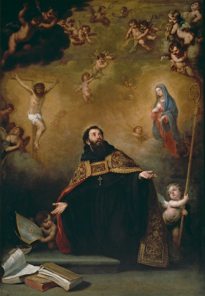 Saint Augustine mellom Kristus og Jomfruen av Bartolomé Esteban Murillo