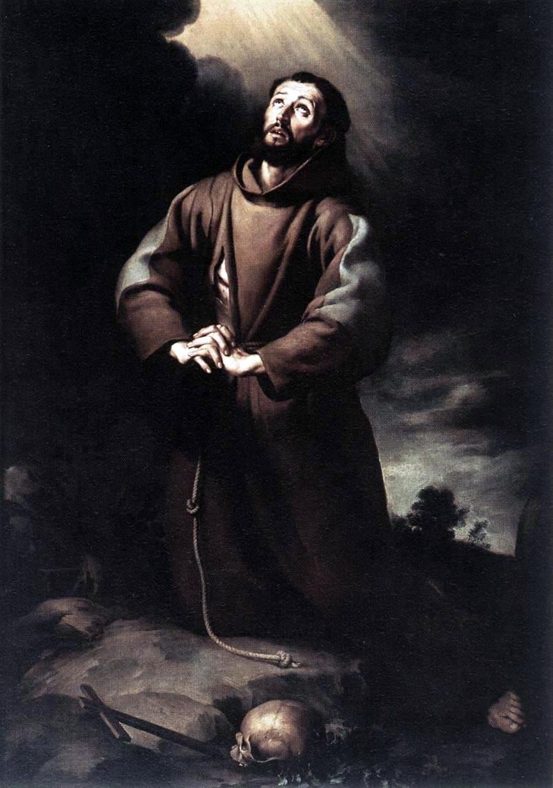 Sankt Frans av Assisi ved bønn av Bartolomé Esteban Murillo