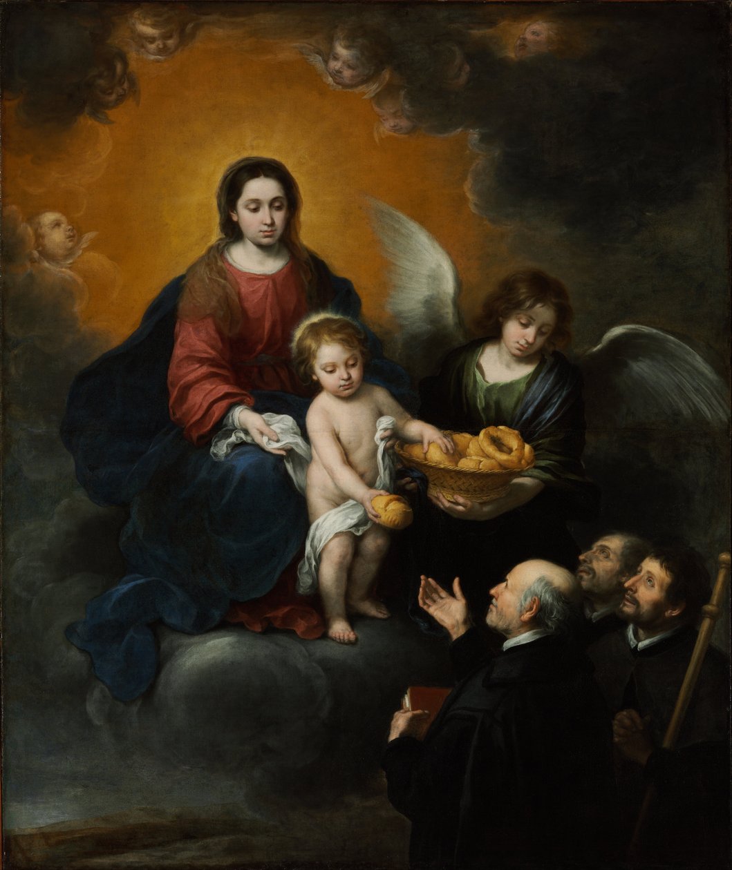 Barnet Kristus deler ut brød til pilegrimene av Bartolomé Esteban Murillo