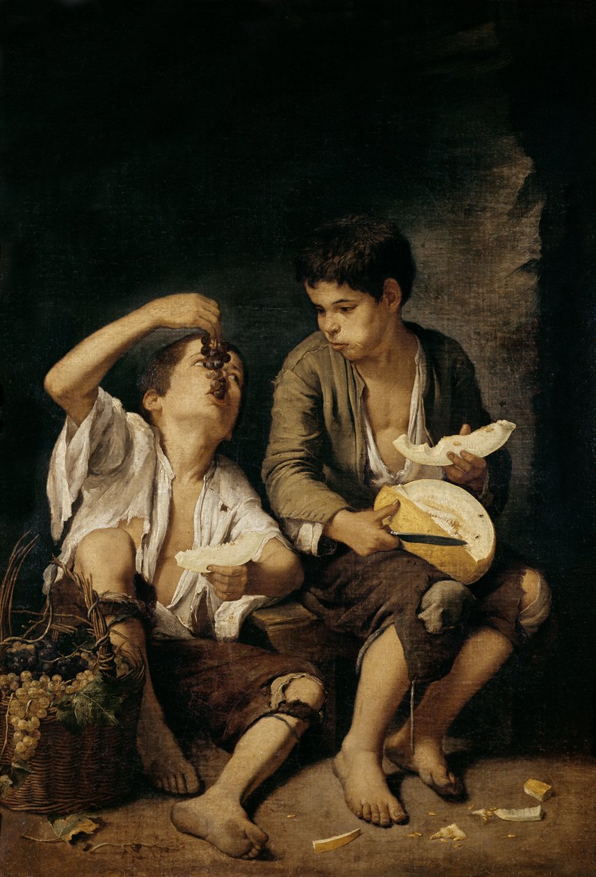 To barn som spiser en melon og druer, 1645-46 av Bartolomé Esteban Murillo