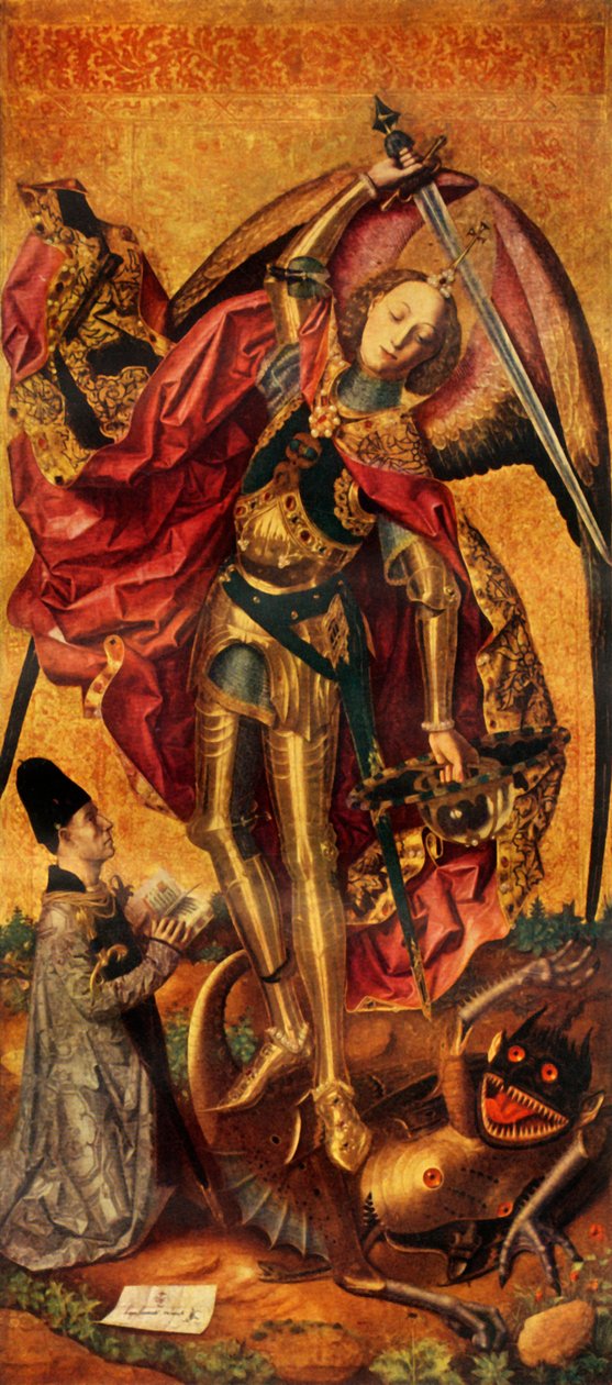 Saint Michael triumferer over djevelen, 1468, 1946. av Bartolomé Bermejo