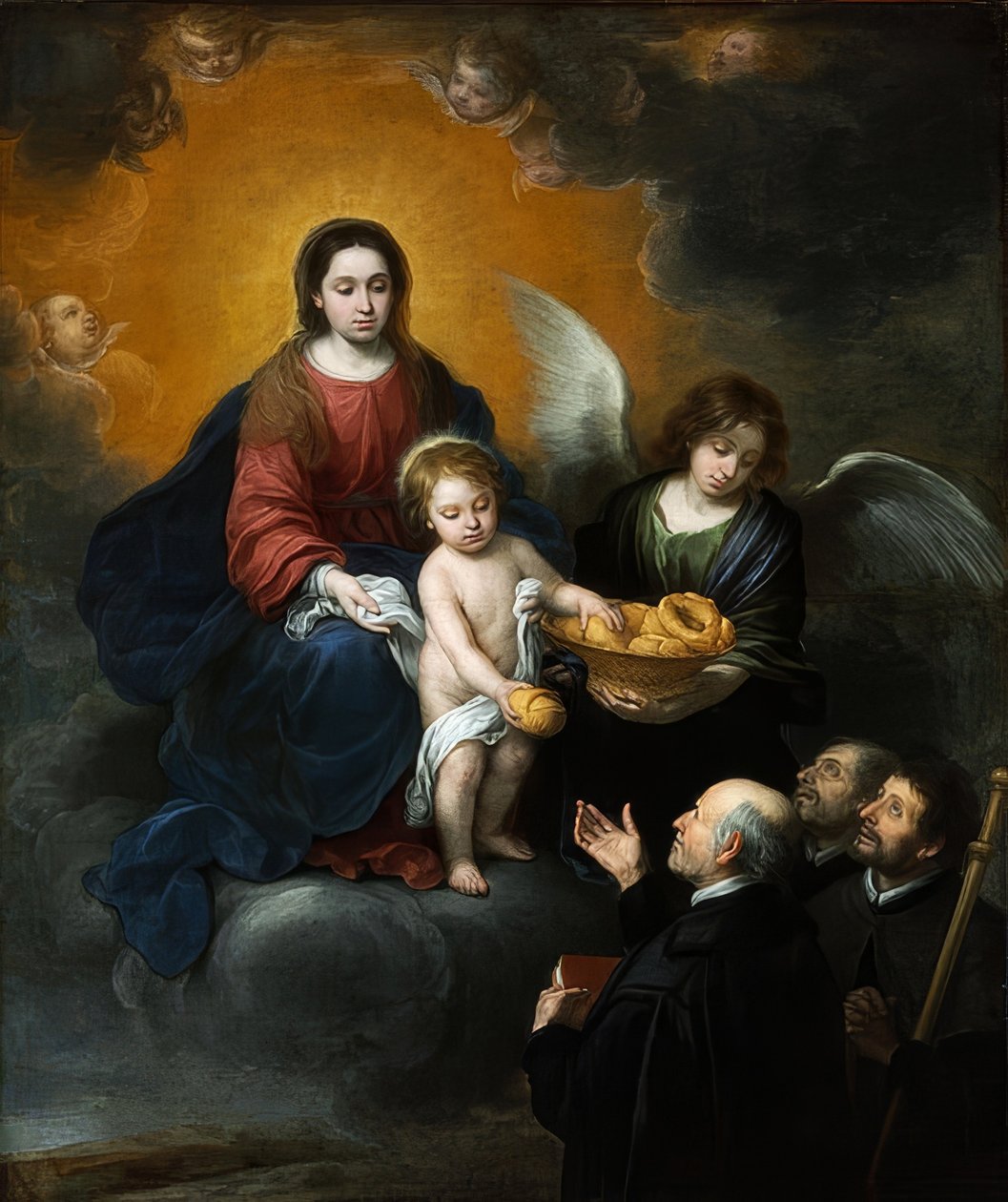 Kristusbarnet deler ut brød til pilegrimene. 1678 av Bartolomé Esteban Murillo