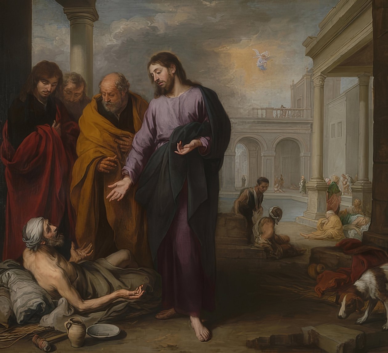 Helbredelsen av den lamme mannen ved Bethesda-dammen. 1667-70 av Bartolomé Esteban Murillo