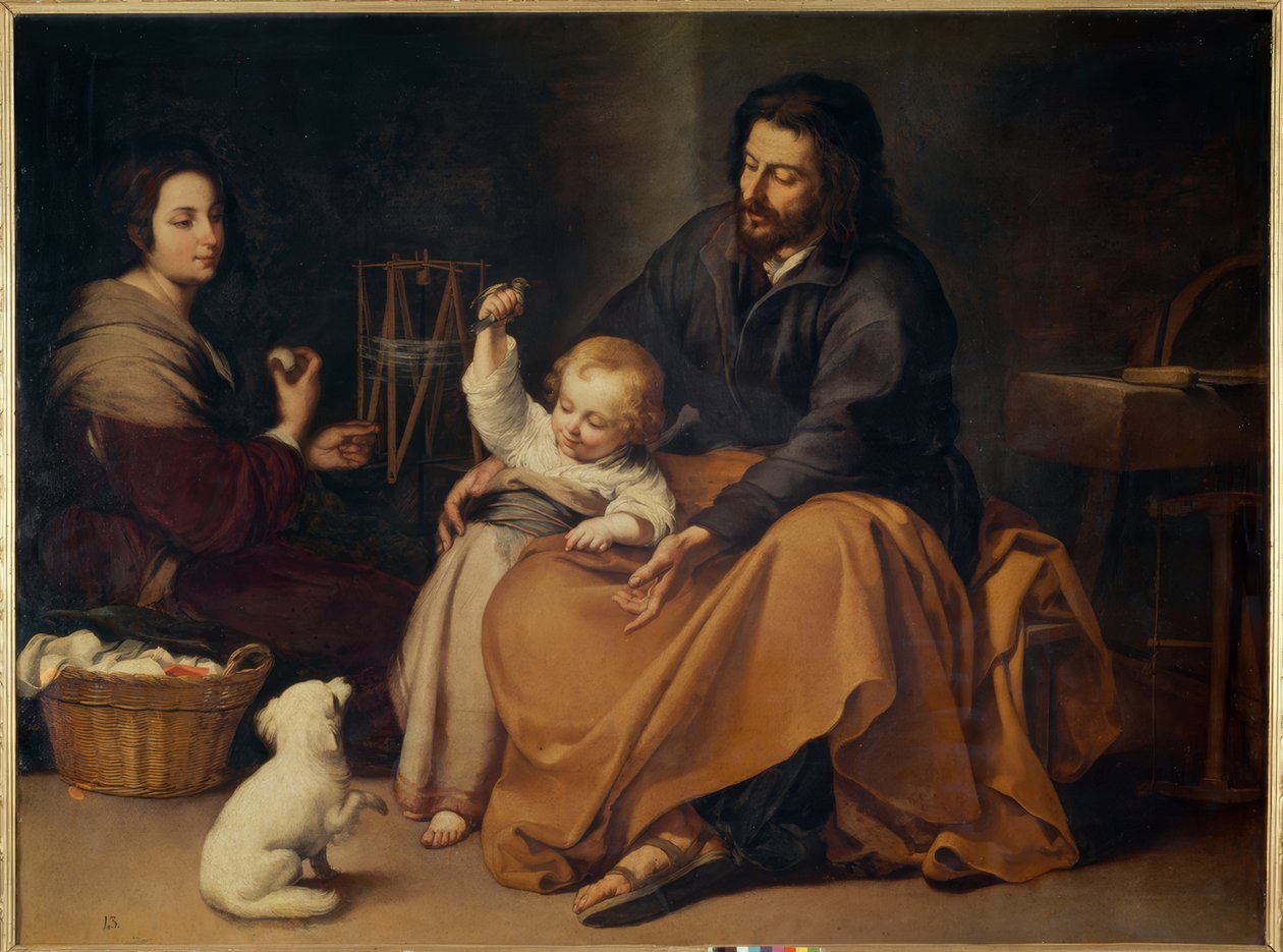 Hellig familie med den lille fuglen av Bartolomé Esteban Murillo
