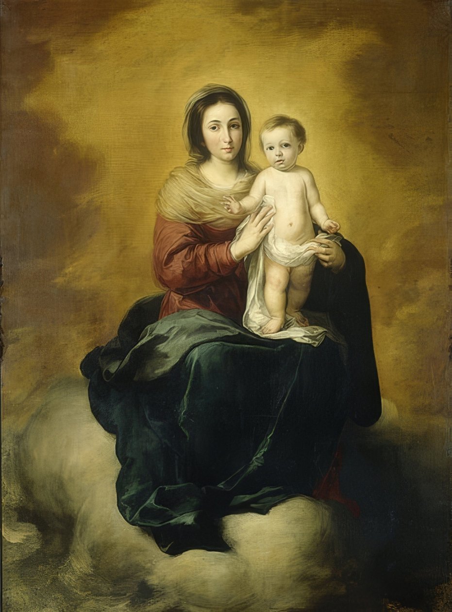 Madonna og barn. 1660-80 av Bartolomé Esteban Murillo