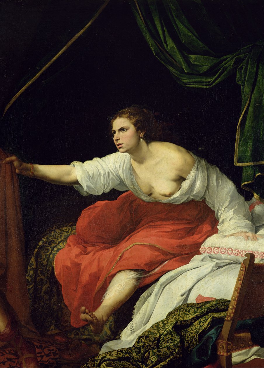 Potifars kone, detalj om Josef og Potifars kone, 1645-48, se 242067 av Bartolomé Esteban Murillo
