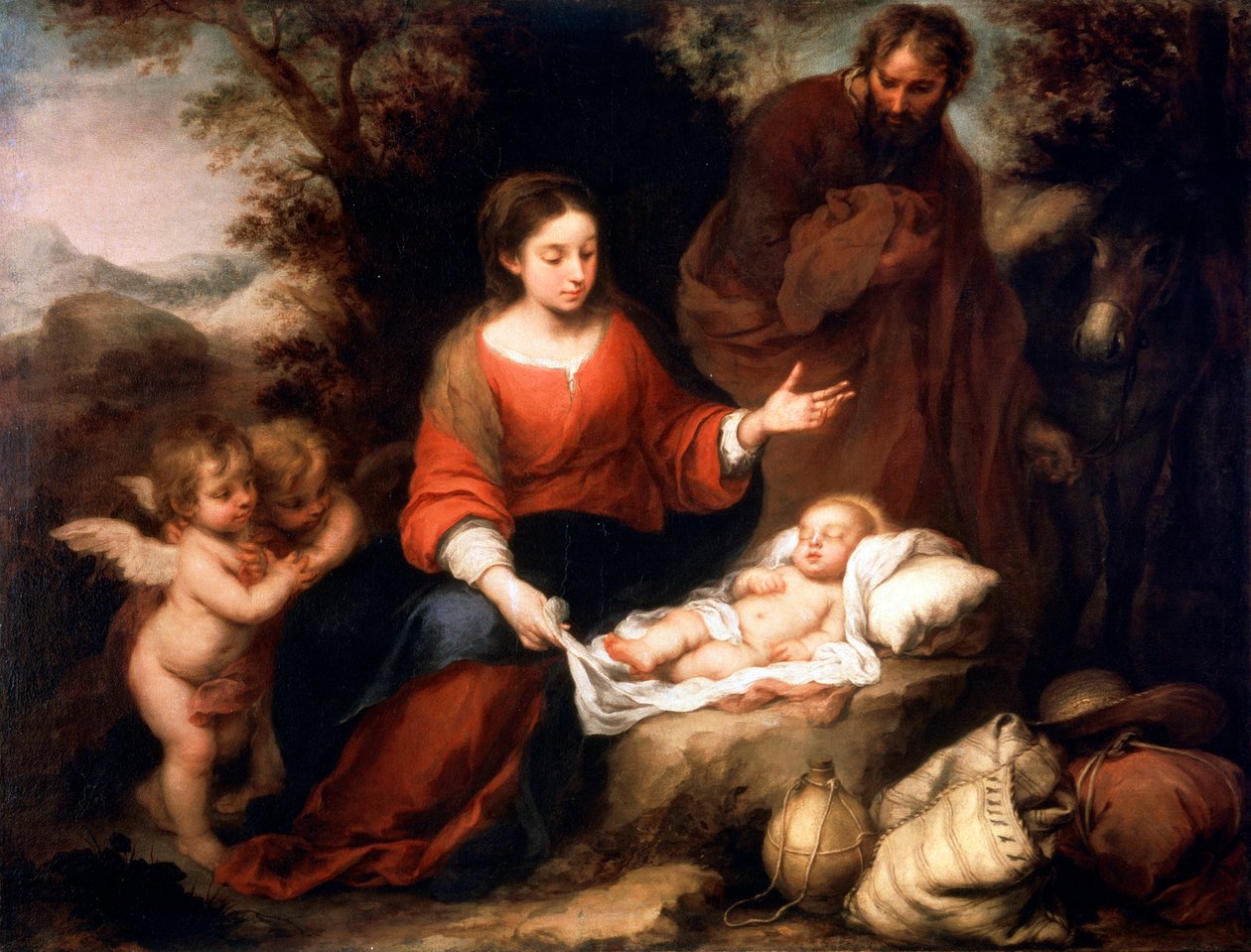 Hvil på flukten til Egypt, c1665 av Bartolomé Esteban Murillo
