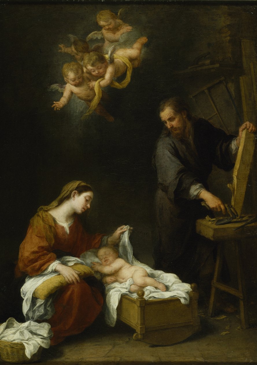 Den hellige familie (olje på lerret) av Bartolomé Esteban Murillo