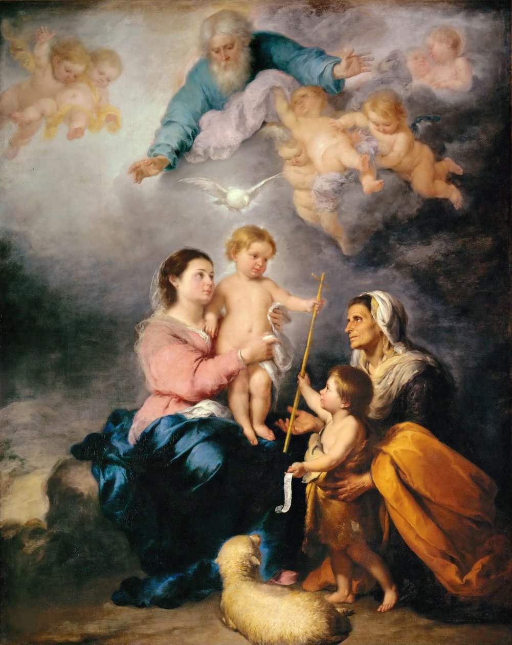 Den hellige familie Jomfruen fra Sevilla av Bartolomé Esteban Murillo