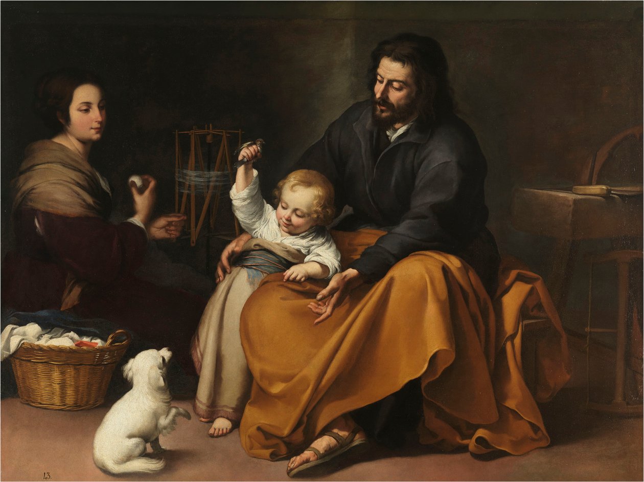 Den hellige familie med en liten fugl, ca. 1650. av Bartolomé Esteban Murillo