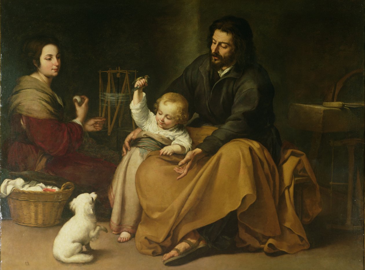 Den hellige familie med den lille fuglen, ca. 1650 av Bartolomé Esteban Murillo