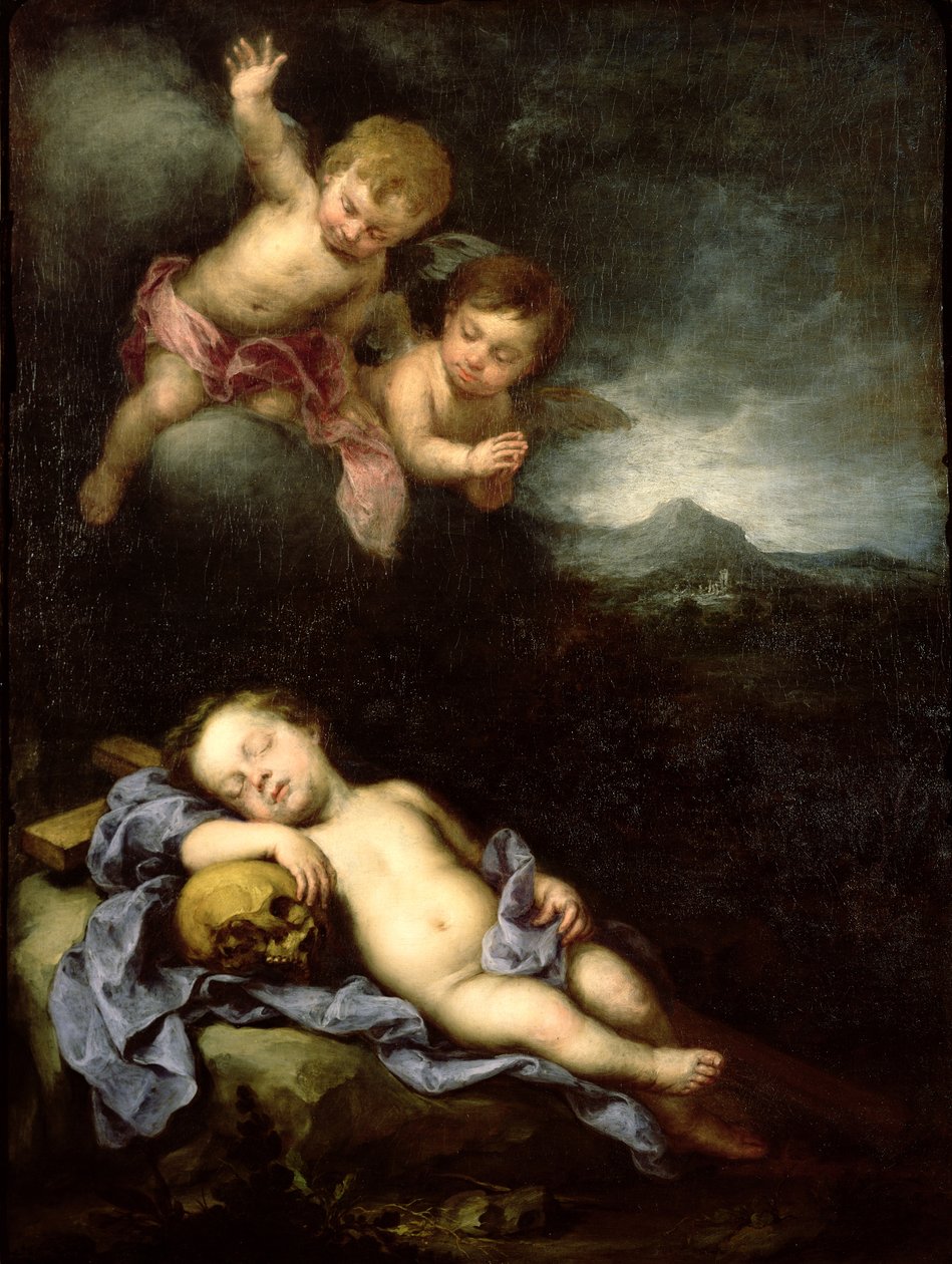 Spedbarnet Kristus sover på korset av Bartolomé Esteban Murillo