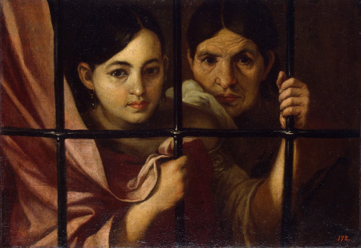 To kvinner bak et gitter, 1645 av Bartolomé Esteban Murillo